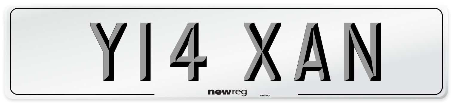 Y14 XAN Number Plate from New Reg